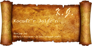 Kocsár Jolán névjegykártya